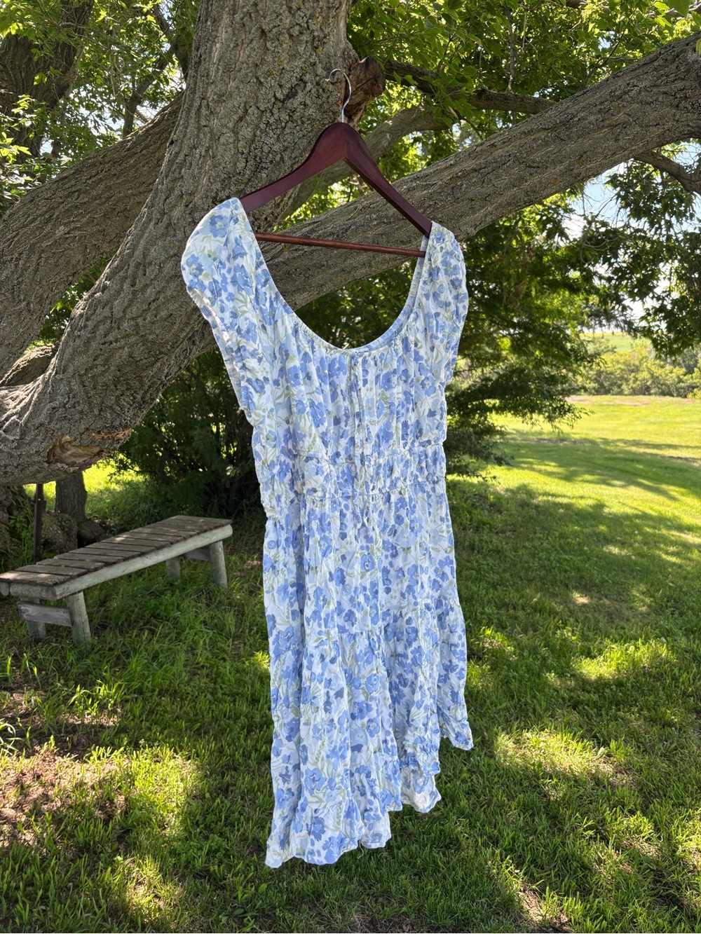 Wallflower Light Blue Floral Smocked Mini Dress
